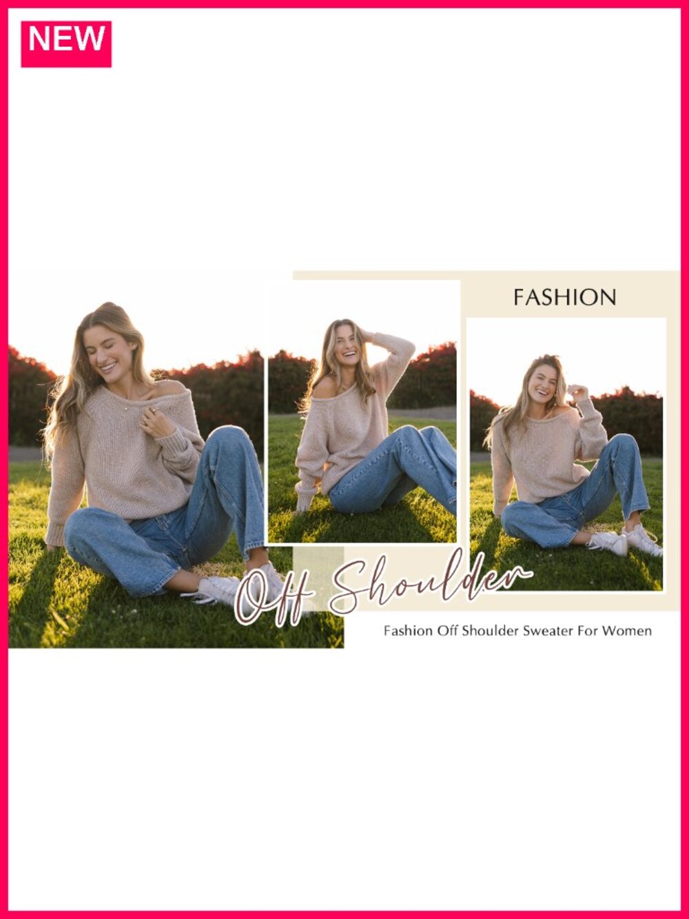 Oversized Chunky Knit Pullover Sweater Long Sleeve Slouchy Crew Neck - Picture 6 of 6